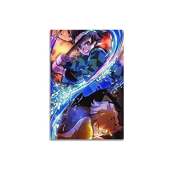 VZRSQZK Poster décoratif sur toile avec motif Demon Slayer et Demon Slayer de bande dessinée - Décoration murale moderne pour