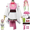WOUND Costume de Cosplay Demon-Slayer,Personnages danime Kanroji Mitsuri Veste Manteau Tenues avec Perruque,Robe de Demoisel