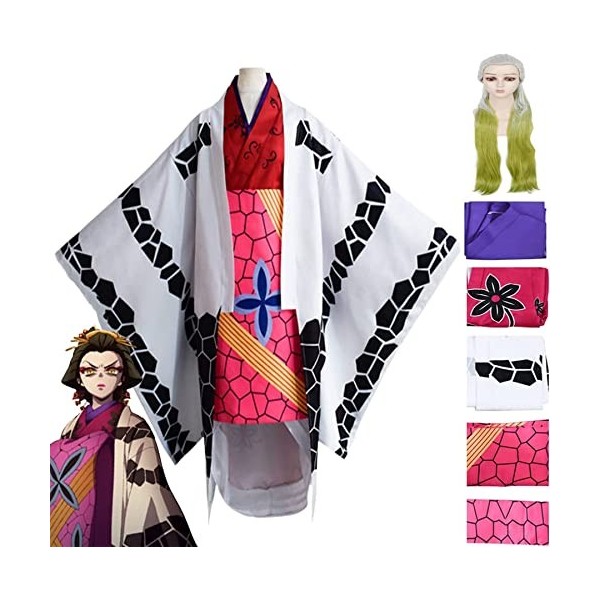 WOUND Costume de Cosplay Demon-Slayer, Personnages danime Daki Veste Manteau Tenues avec Perruque, Robe Kimono Cosplay Daki 