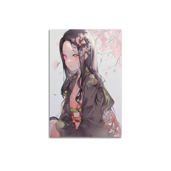 Poster décoratif sur toile Demon Slayer Kamado Nezuko - Décoration murale moderne pour chambre à coucher - 50 x 75 cm