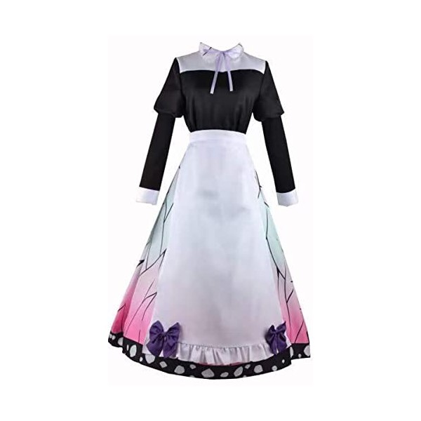 Anime Demon Slayer Cosplay Costume Kochou Shinobu Robe Kimetsu no Yaiba Jupe de soubrette Femme XXL, Noir 