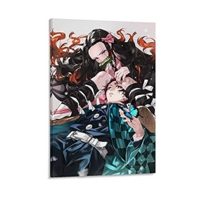 HAPPOW Poster décoratif sur toile représentant Demon Slayer Kimetsu No Yaiba Kamado Tanjirou - 50 x 75 cm