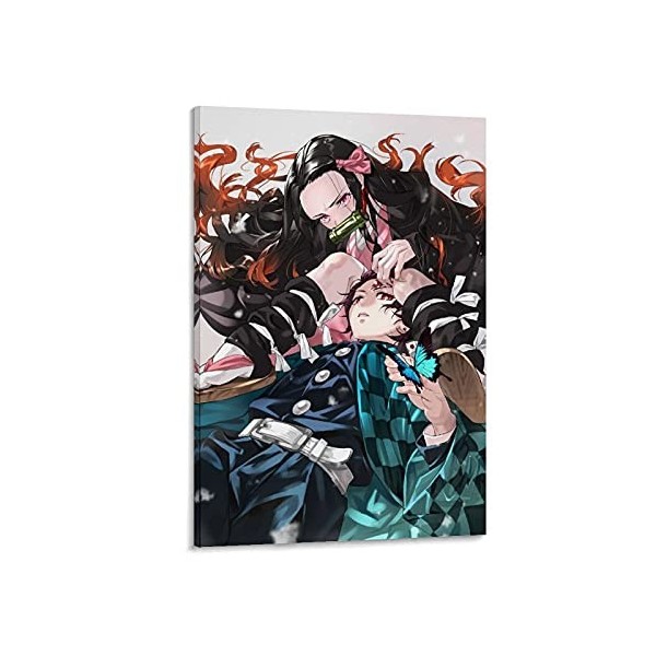 HAPPOW Poster décoratif sur toile représentant Demon Slayer Kimetsu No Yaiba Kamado Tanjirou - 50 x 75 cm