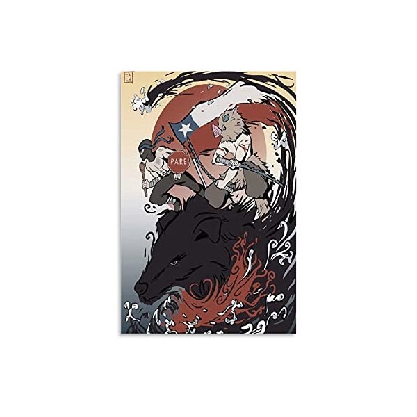 HAPPOW Poster décoratif sur toile représentant Demon Slayer Kimetsu No Yaiba Hashibira Inosuke - 50 x 75 cm
