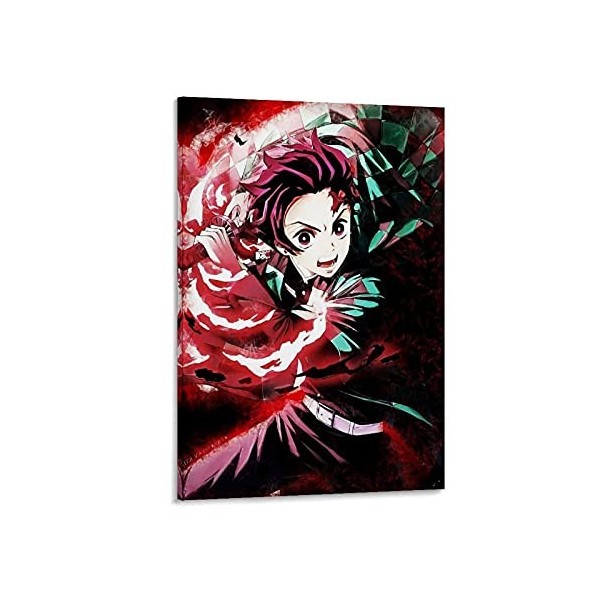 HAPPOW Poster décoratif sur toile représentant Demon Slayer Kimetsu No Yaiba Kamado Tanjirou - 50 x 75 cm
