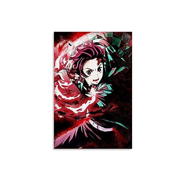 HAPPOW Poster décoratif sur toile représentant Demon Slayer Kimetsu No Yaiba Kamado Tanjirou - 50 x 75 cm