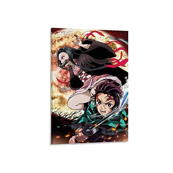 HAPPOW Poster décoratif sur toile représentant Demon Slayer Kimetsu No Yaiba Kamado Tanjirou - 50 x 75 cm