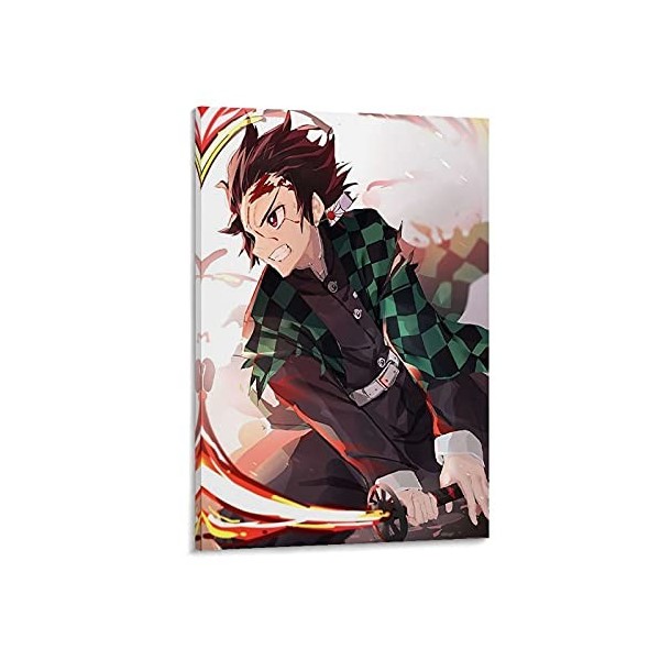 HAPPOW Poster décoratif sur toile représentant Demon Slayer Kimetsu No Yaiba Kamado Tanjirou - 50 x 75 cm