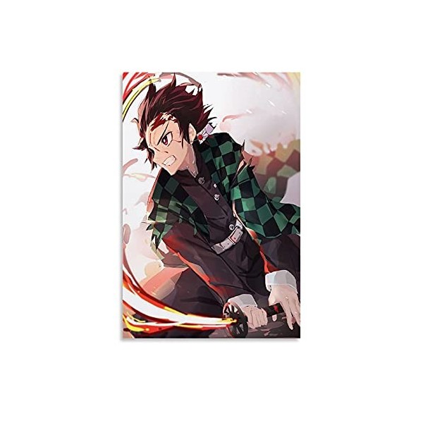 HAPPOW Poster décoratif sur toile représentant Demon Slayer Kimetsu No Yaiba Kamado Tanjirou - 50 x 75 cm