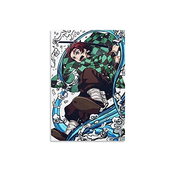 HAPPOW Poster décoratif sur toile représentant Demon Slayer Kimetsu No Yaiba Kamado Tanjirou - 50 x 75 cm