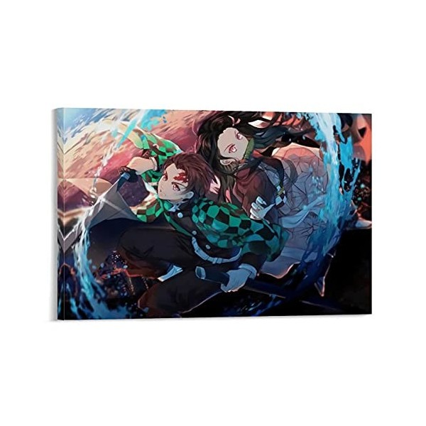 HAPPOW Poster décoratif sur toile représentant Demon Slayer Kimetsu No Yaiba Kamado Tanjirou - 50 x 75 cm