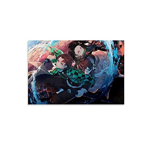 HAPPOW Poster décoratif sur toile représentant Demon Slayer Kimetsu No Yaiba Kamado Tanjirou - 50 x 75 cm