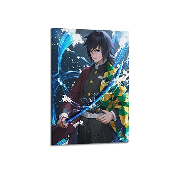 Poster décoratif sur toile Demon Slayer rôle Tomioka Giyuu - Décoration murale moderne pour chambre à coucher - 50 x 75 cm
