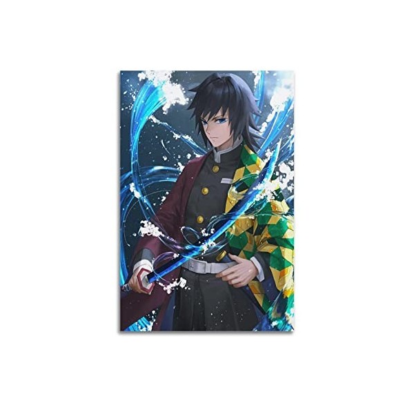 Poster décoratif sur toile Demon Slayer rôle Tomioka Giyuu - Décoration murale moderne pour chambre à coucher - 50 x 75 cm