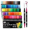 Feutres Coloriage Enfants,24 Couleurs Enfants Adulte à Double Pointe Fine et Pinceau, Coloriage,Enfant Brush Pen pour Dessin,