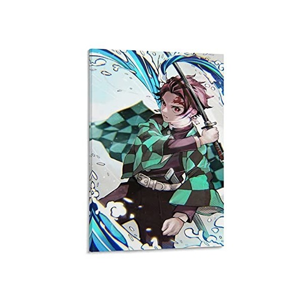 HAPPOW Poster décoratif sur toile représentant Demon Slayer Kimetsu No Yaiba Kamado Tanjirou - 50 x 75 cm