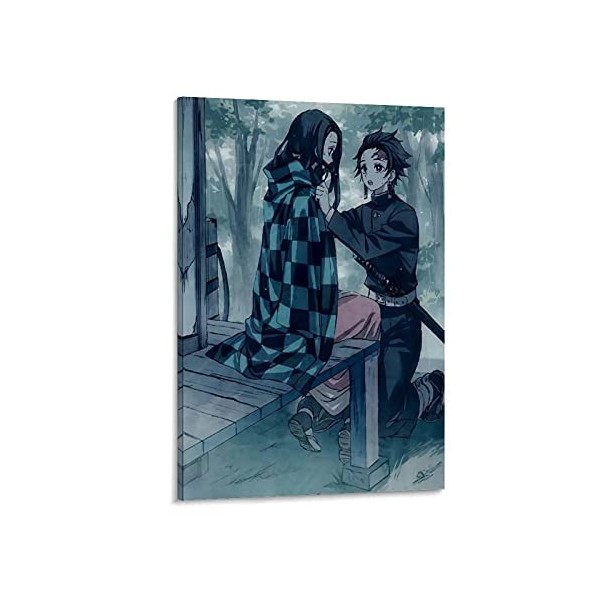 HAPPOW Poster décoratif sur toile représentant Demon Slayer Kimetsu No Yaiba Kamado Tanjirou - 50 x 75 cm