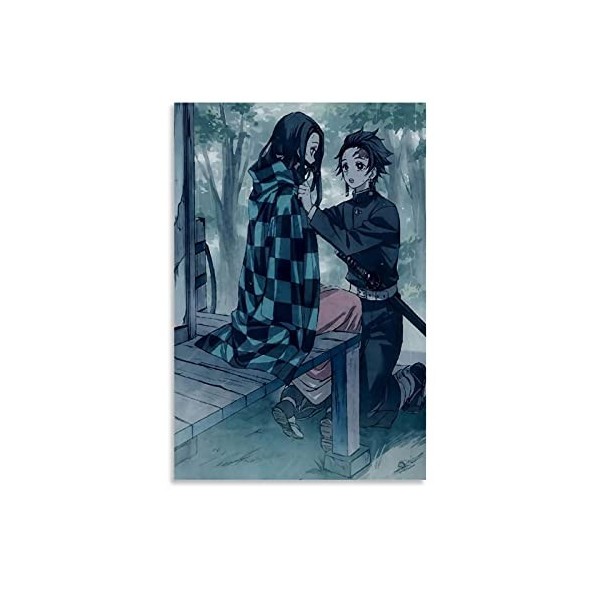 HAPPOW Poster décoratif sur toile représentant Demon Slayer Kimetsu No Yaiba Kamado Tanjirou - 50 x 75 cm