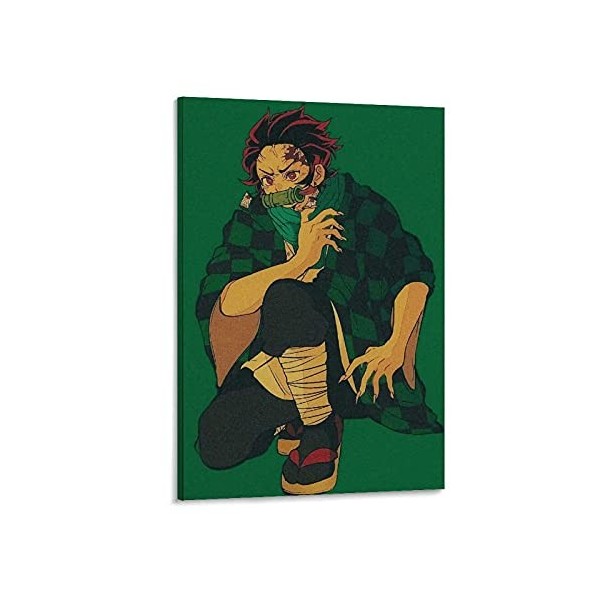 HAPPOW Poster décoratif sur toile représentant Demon Slayer Kimetsu No Yaiba Kamado Tanjirou - 50 x 75 cm