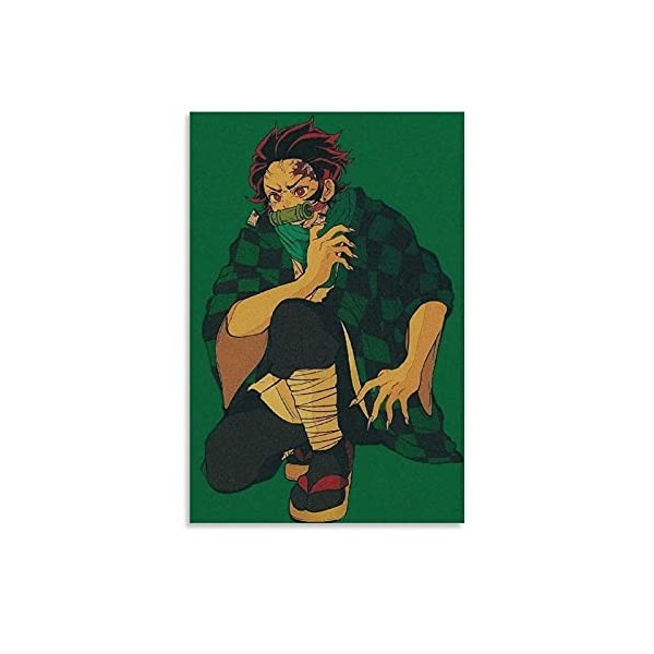 HAPPOW Poster décoratif sur toile représentant Demon Slayer Kimetsu No Yaiba Kamado Tanjirou - 50 x 75 cm