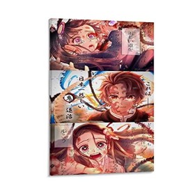 HAPPOW Poster décoratif sur toile représentant Demon Slayer Kimetsu No Yaiba Kamado Tanjirou - 50 x 75 cm