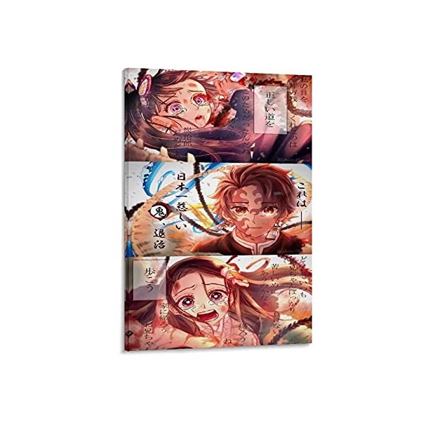 HAPPOW Poster décoratif sur toile représentant Demon Slayer Kimetsu No Yaiba Kamado Tanjirou - 50 x 75 cm