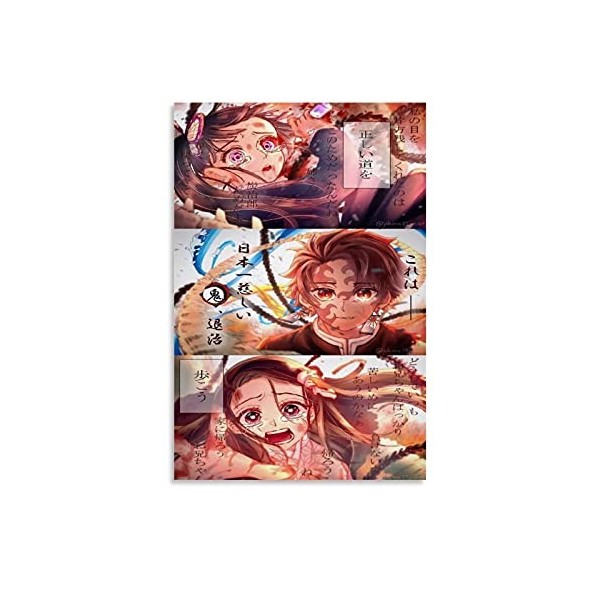 HAPPOW Poster décoratif sur toile représentant Demon Slayer Kimetsu No Yaiba Kamado Tanjirou - 50 x 75 cm