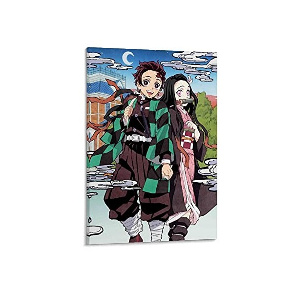 HAPPOW Poster décoratif sur toile représentant Demon Slayer Kimetsu No Yaiba Kamado Tanjirou - 50 x 75 cm