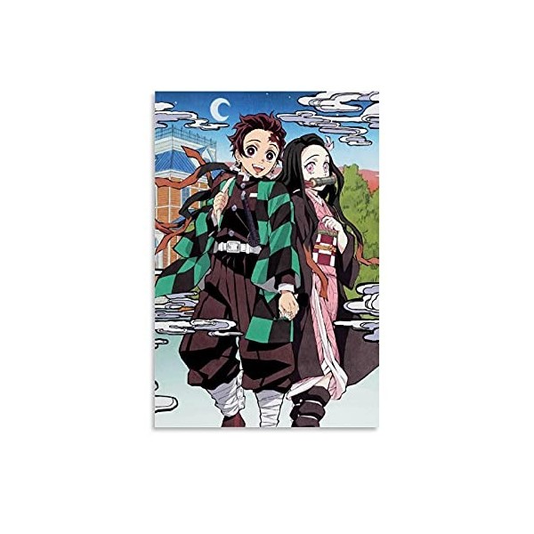 HAPPOW Poster décoratif sur toile représentant Demon Slayer Kimetsu No Yaiba Kamado Tanjirou - 50 x 75 cm