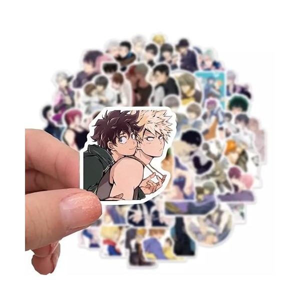 Pack de 50pcs Stickers Autocollants Dessin animé japonais kawaii BL Couples Mixtes Populaire Manga autocollant Vinyle mignon 