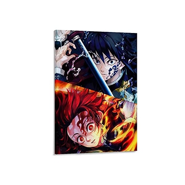 HAPPOW Poster décoratif sur toile représentant Demon Slayer Kimetsu No Yaiba Kamado Tanjirou - 50 x 75 cm