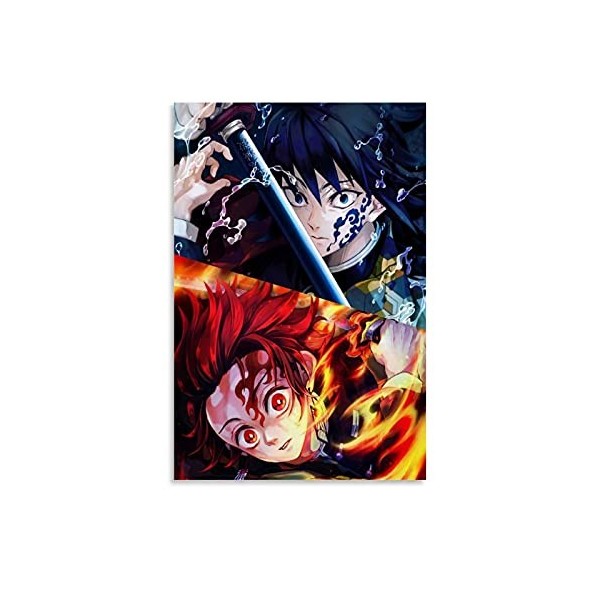 HAPPOW Poster décoratif sur toile représentant Demon Slayer Kimetsu No Yaiba Kamado Tanjirou - 50 x 75 cm