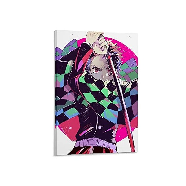 HAPPOW Poster décoratif sur toile représentant Demon Slayer Kimetsu No Yaiba Kamado Tanjirou - 50 x 75 cm