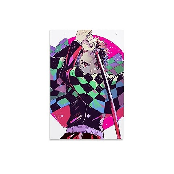 HAPPOW Poster décoratif sur toile représentant Demon Slayer Kimetsu No Yaiba Kamado Tanjirou - 50 x 75 cm