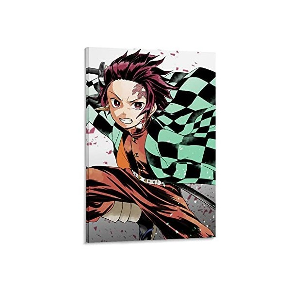 HAPPOW Poster décoratif sur toile représentant Demon Slayer Kimetsu No Yaiba Kamado Tanjirou - 50 x 75 cm
