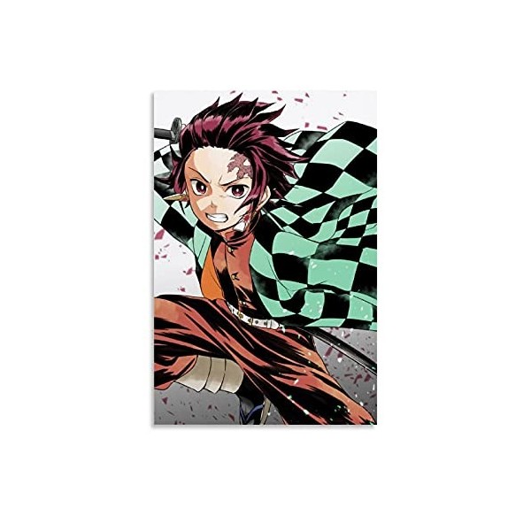 HAPPOW Poster décoratif sur toile représentant Demon Slayer Kimetsu No Yaiba Kamado Tanjirou - 50 x 75 cm