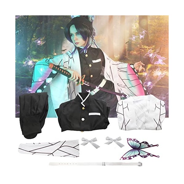 CR ROLECOS Kochou Shinobu Costume de cosplay Anime Demon Slayer kochou Shinobu Halloween Sat complet Taille L
