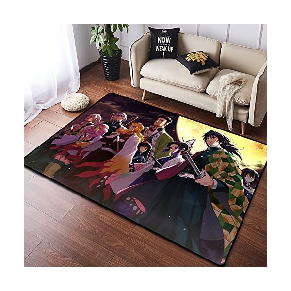 ZALix 3D Demon Slayer Tapis Anime Manga Demon Slayer - Antidérapant Et Résistant Aux Taches - pour Salon, Chambre À Coucher, 