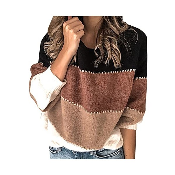 ZGIDDAZ Pull&nbsp;Femme Col V Pull Manga Pull Laine Femme XXL Pull Femme Hiver Chaud Chic Pull Manga Pull Femme Chaud Pull&nbsp;Femme C