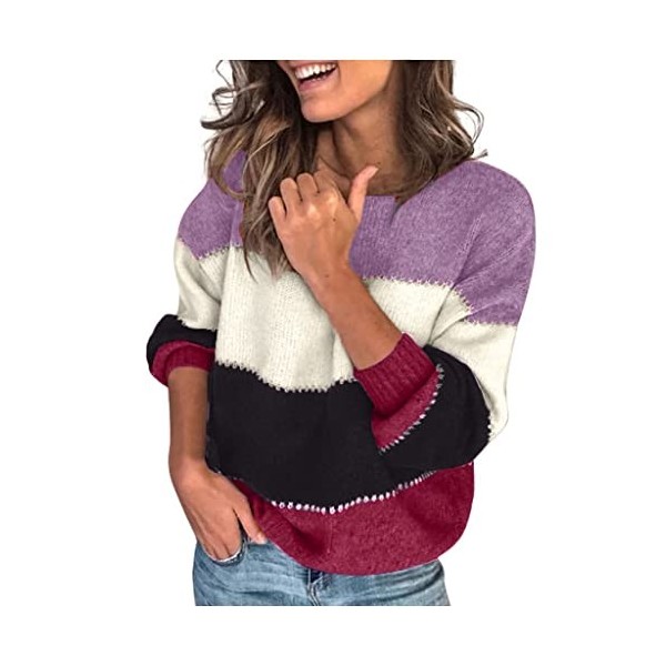 ZGIDDAZ Pull&nbsp;Femme Col V Pull Manga Pull Laine Femme XXL Pull Femme Hiver Chaud Chic Pull Manga Pull Femme Chaud Pull&nbsp;Femme C