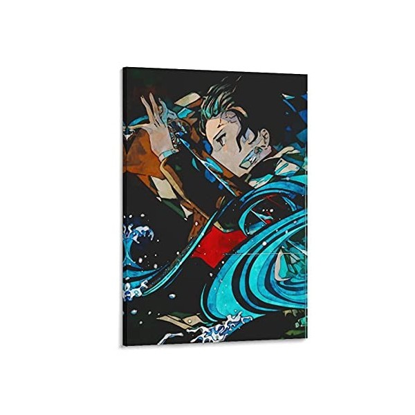 yique Impression sur toile Demon Slayer - Décoration murale moderne pour chambre à coucher - 50 x 75 cm