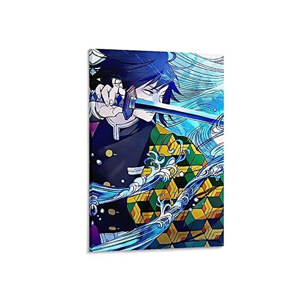 yique Impression sur toile Demon Slayer - Décoration murale moderne pour chambre à coucher - 50 x 75 cm