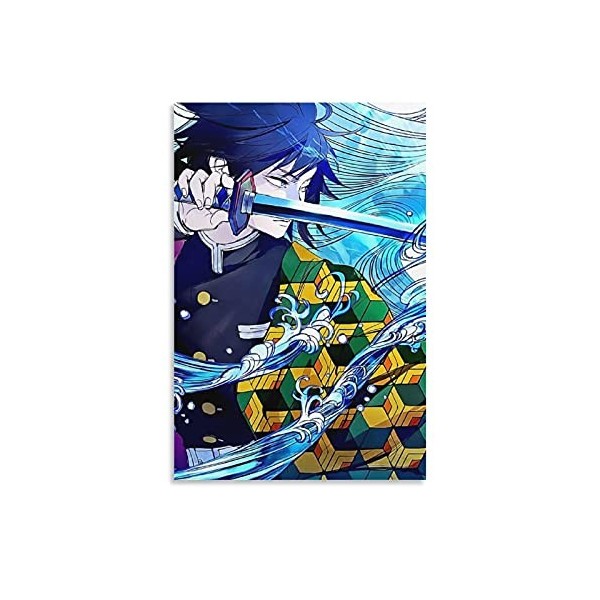 yique Impression sur toile Demon Slayer - Décoration murale moderne pour chambre à coucher - 50 x 75 cm
