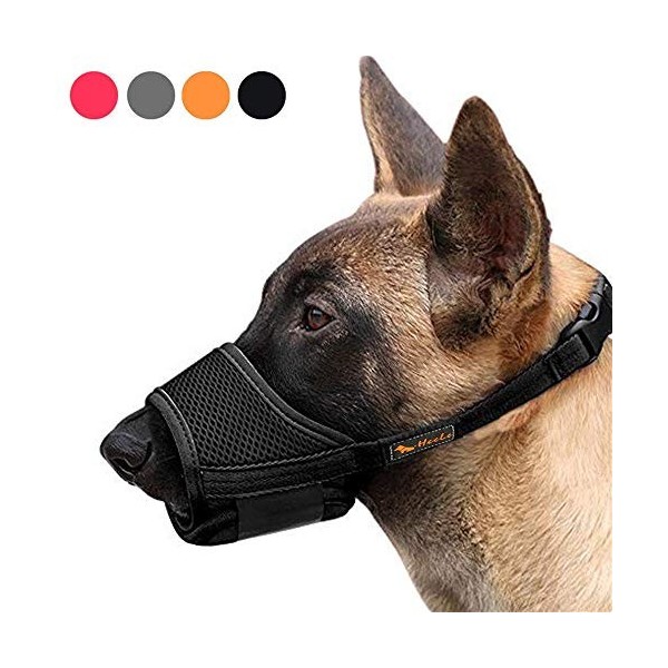 HEELE Museliere pour Chiens avec Boucle Ajustable Tissu Doux Muselières pour Chiens Empêcher de Mordre, Aboyer et Manger, Cya