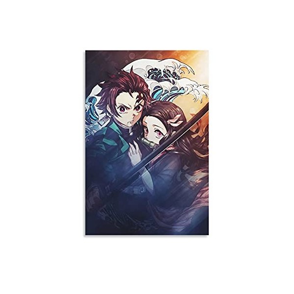 yique Impression sur toile Demon Slayer - Décoration murale moderne pour chambre à coucher - 75 x 50 cm