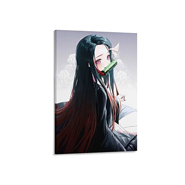 yique Poster Nezuko Kamado Demon Slayer - Impression sur toile - Décoration murale moderne pour chambre à coucher - 50 x 75 c