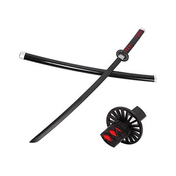 Uvency 103Cm Tanjiro Jouet Épée En Bois Épée Cosplay Démon Slayer Épée Abs + Bambou Katana Jouet À La Main Samouraï Épée Set