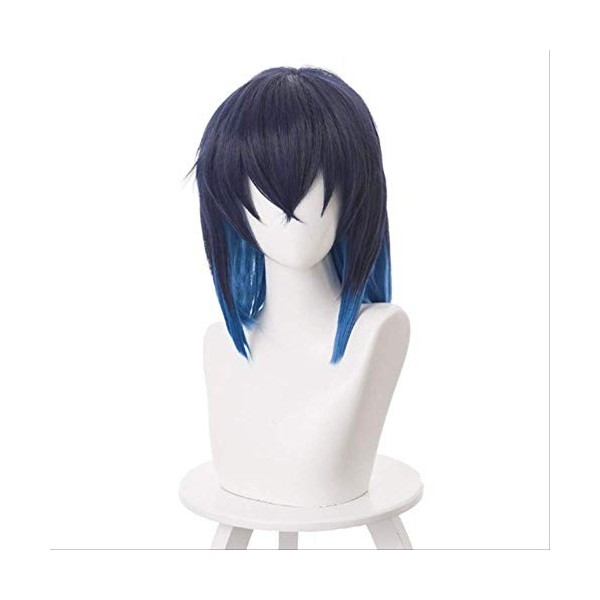 DIDADA wig Demon Slayer Hashibira Inosuke Cosplay Wigs Kimetsu No Yaiba Cosplay Blue Wig Heat Resistant 16inches Multi Color