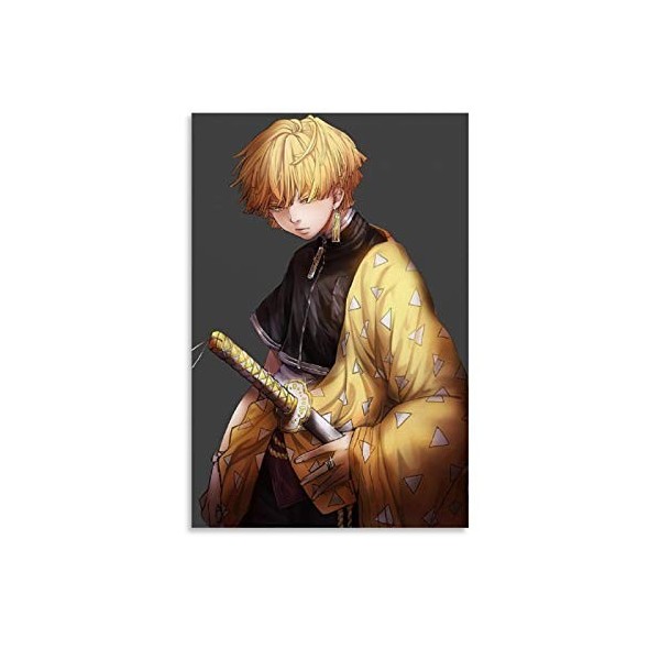 haocaitou Dessin animé Demon Slayer Zenitsu-3 Poster décoratif sur toile Décoration murale Salon Chambre 50 x 75 cm