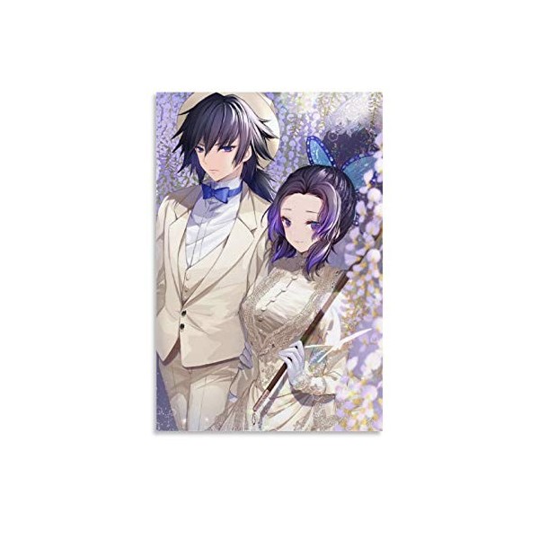 haocaitou Dessin animé Demon Slayer Shinobu Kocho-3 Poster décoratif sur toile pour salon, chambre à coucher, 50 x 75 cm